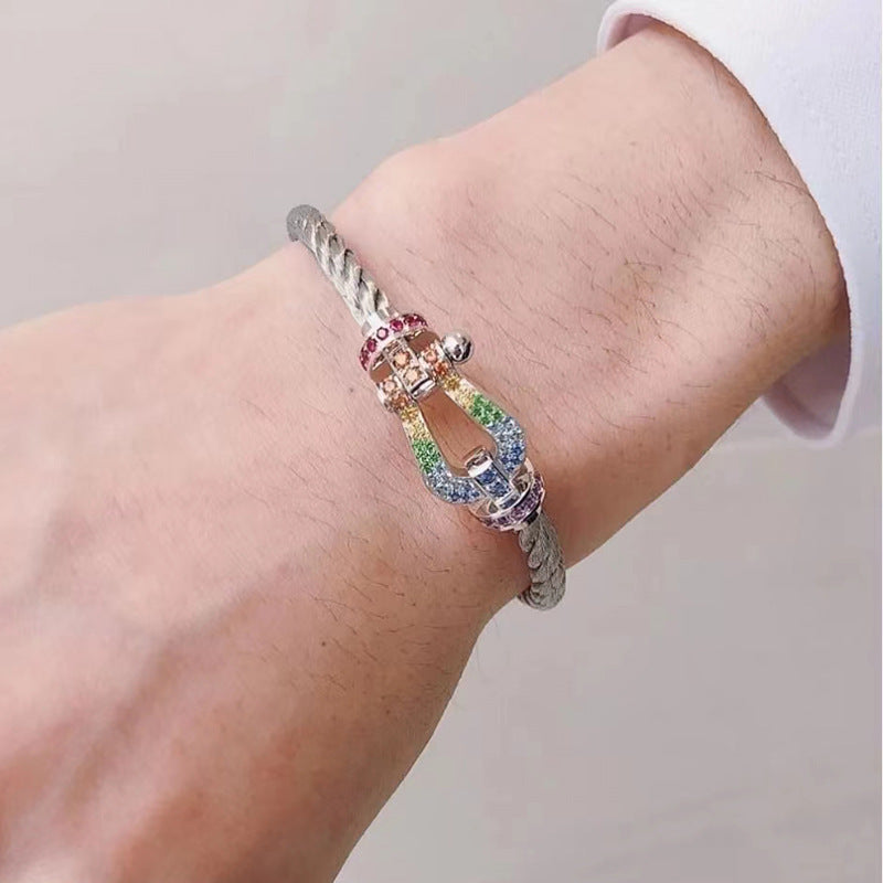 [Elite]FORCE LARGE HORSESHOE  COLORED DIAMOND BRACELET ROSE GOLD