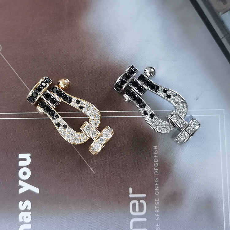[Elite]FORCE LARGE HORSESHOE BLACK WHITE DIAMOND BRACELET ROSE GOLD