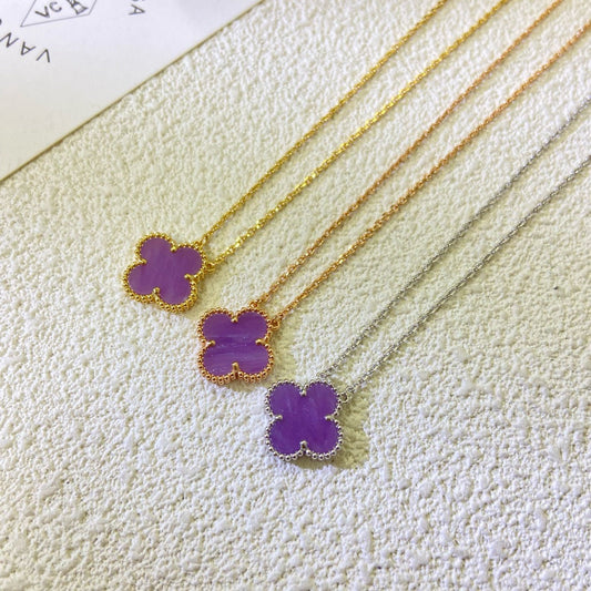 [Elite]CLOVER 15MM  PURPLE VIOLET NECKLACE