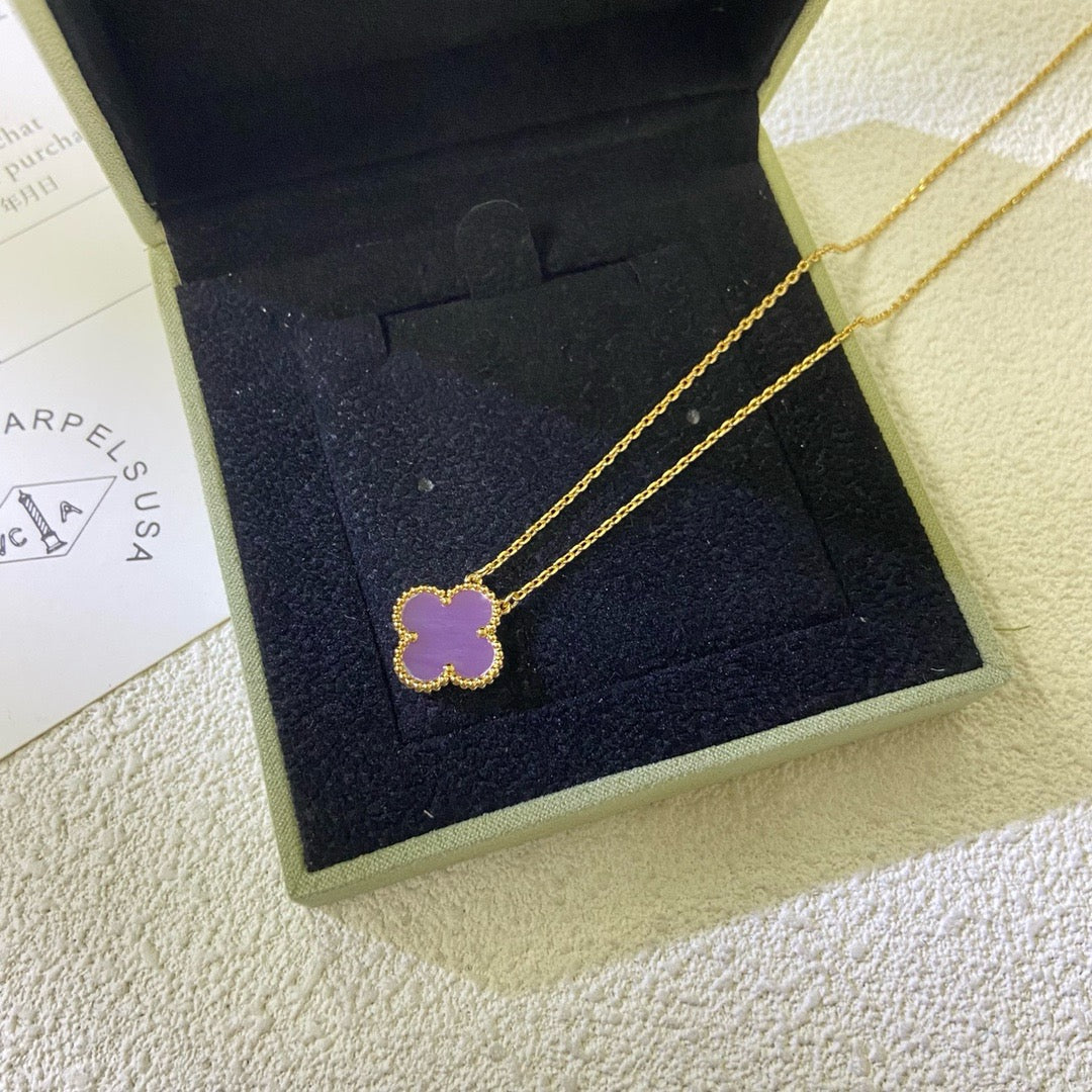 [Elite]CLOVER 15MM  PURPLE VIOLET NECKLACE