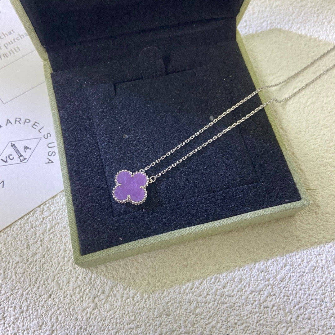 [Elite]CLOVER 15MM  PURPLE VIOLET NECKLACE