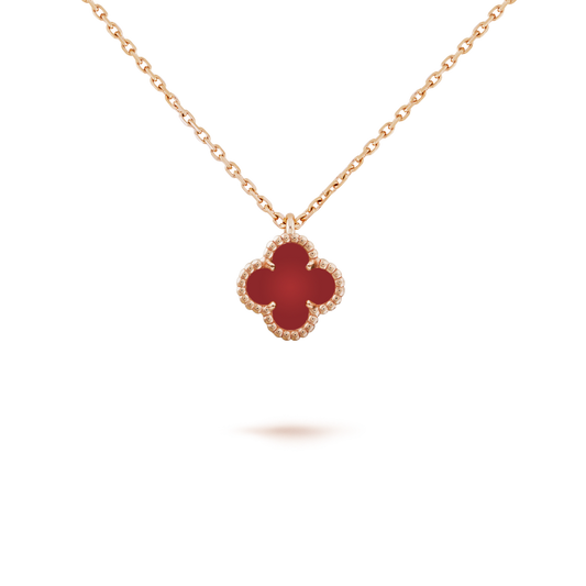 [Elite]CLOVER MINI 9.5MM WHITE CARNELIANS NECKLACE