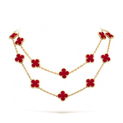 [Elite]CLOVER 20 MOTIFS CARNELIAN NECKLACE