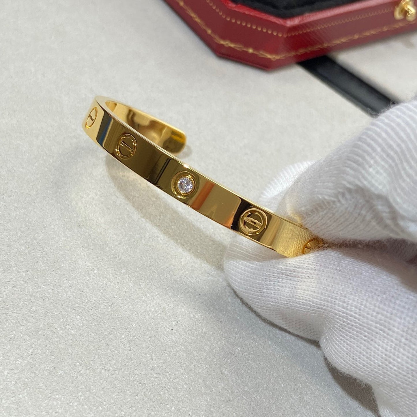 [Elite]LOVE BRACELET 6.1MM 1 DIAMOND OPEN CUFF