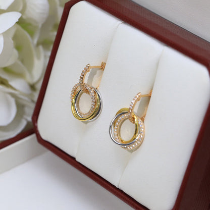 [Elite]TRINITY HALF DIAMOND  EARRINGS