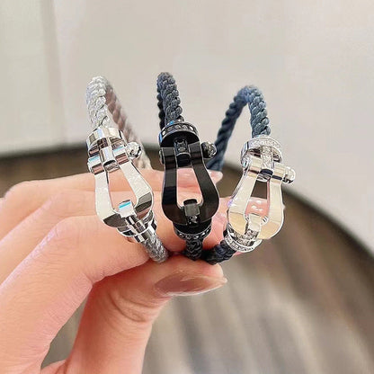 [Elite]FORCE LARGE HORSESHOE HALF DIAMOND BRACELET SILVER