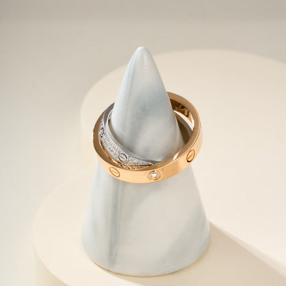 [Elite]LOVE PINK GOLD SILVER DIAMOND DOUBLE RING