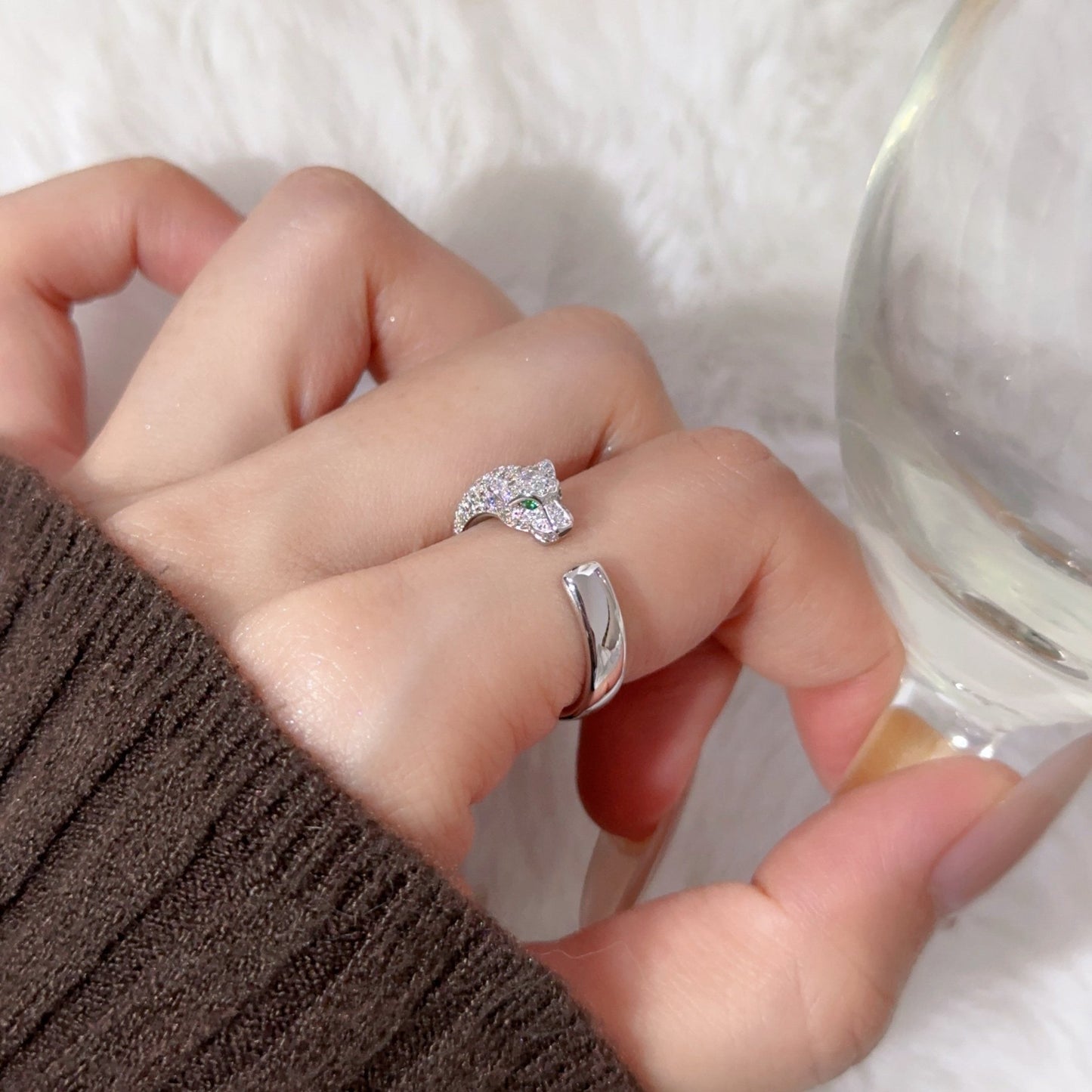 [Elite]PANTHERE HALF DIAMOND SMALL RING