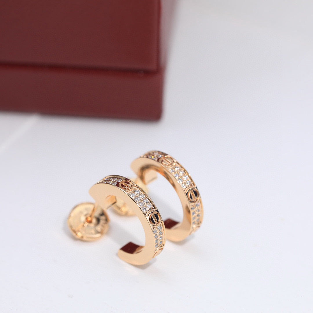 [Elite]LOVE 5.5MM DIAMOND PAVED EARRINGS