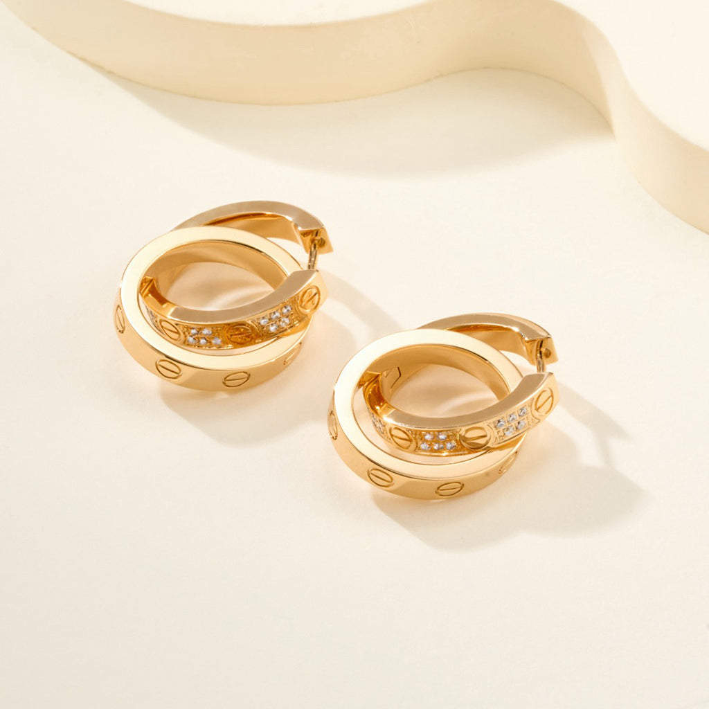 [Elite]LOVE 3.3MM DANGLE HALF DIAMOND EARRINGS