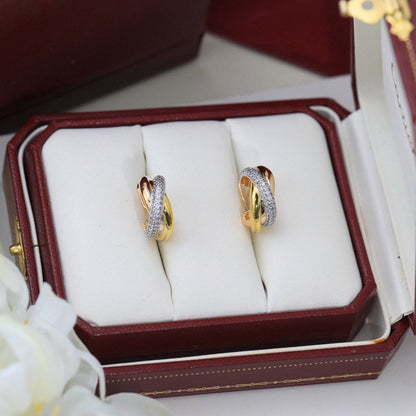 [Elite]TRINITY HALF DIAMOND  CLASSIC EARRINGS