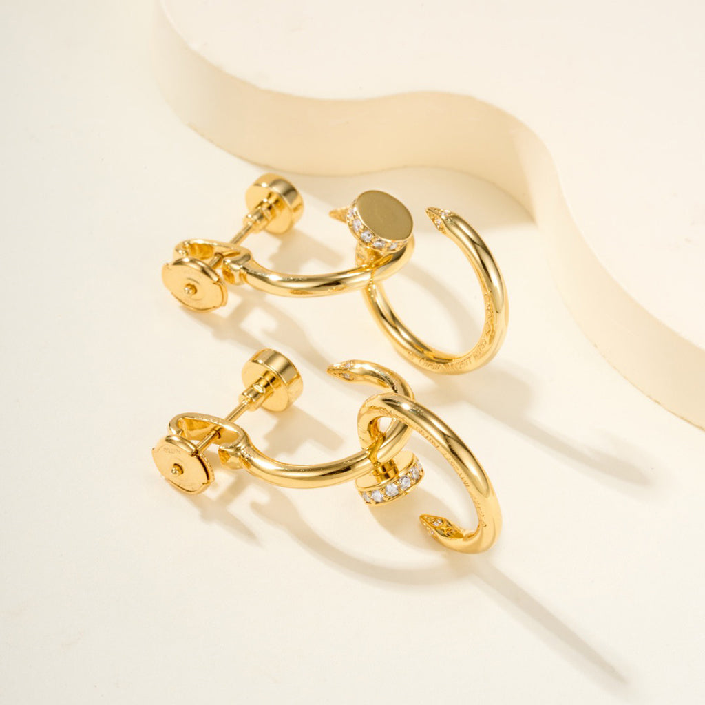[Elite]JUSTE HALF DIAMOND DOUBLE EARRINGS