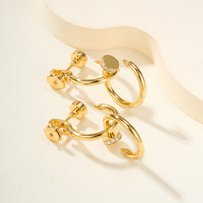 [Elite]JUSTE HALF DIAMOND DOUBLE EARRINGS