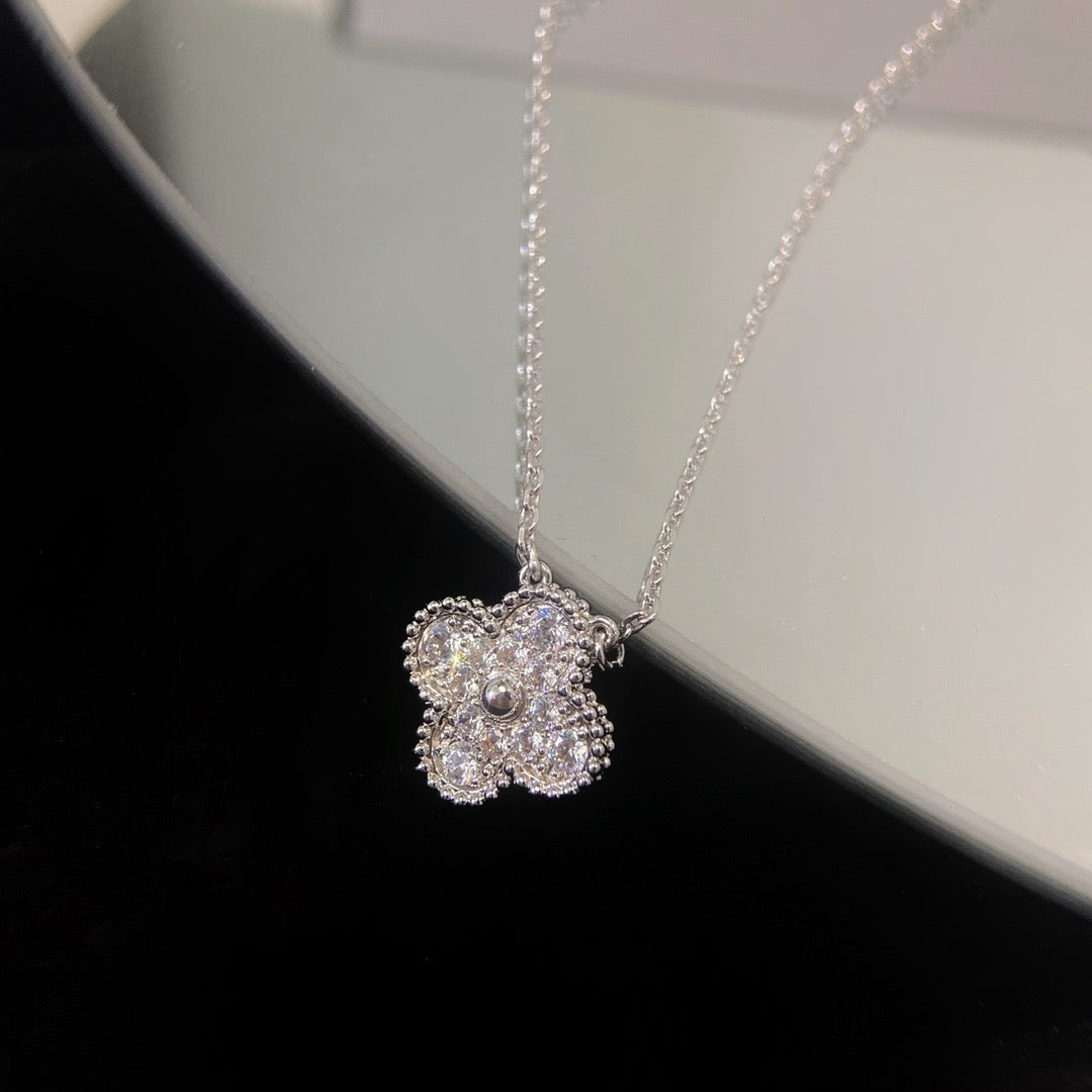 [Elite]CLOVER 15MM DIAMOND SINGLE FLOWER NECKLACE