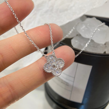 [Elite]CLOVER 15MM DIAMOND SINGLE FLOWER NECKLACE