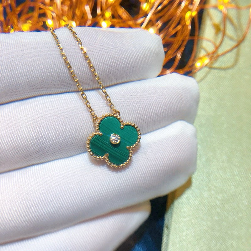 [Elite]CLOVER 15MM DIAMOND TURQUOISE NECKLACE