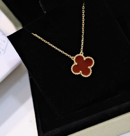 [Elite]CLOVER 15MM CARNELIAN SINGLE FLOWER NECKLACE