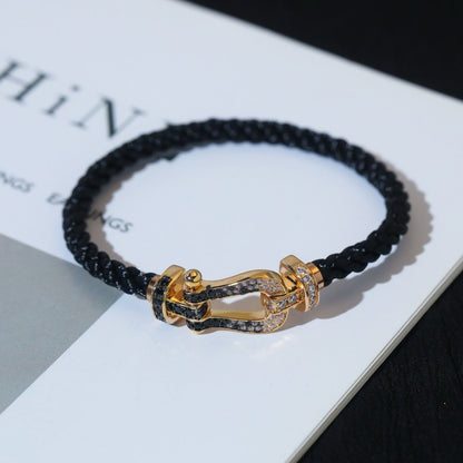 [Elite]FORCE LARGE HORSESHOE BLACK WHITE DIAMOND BRACELET SILVER