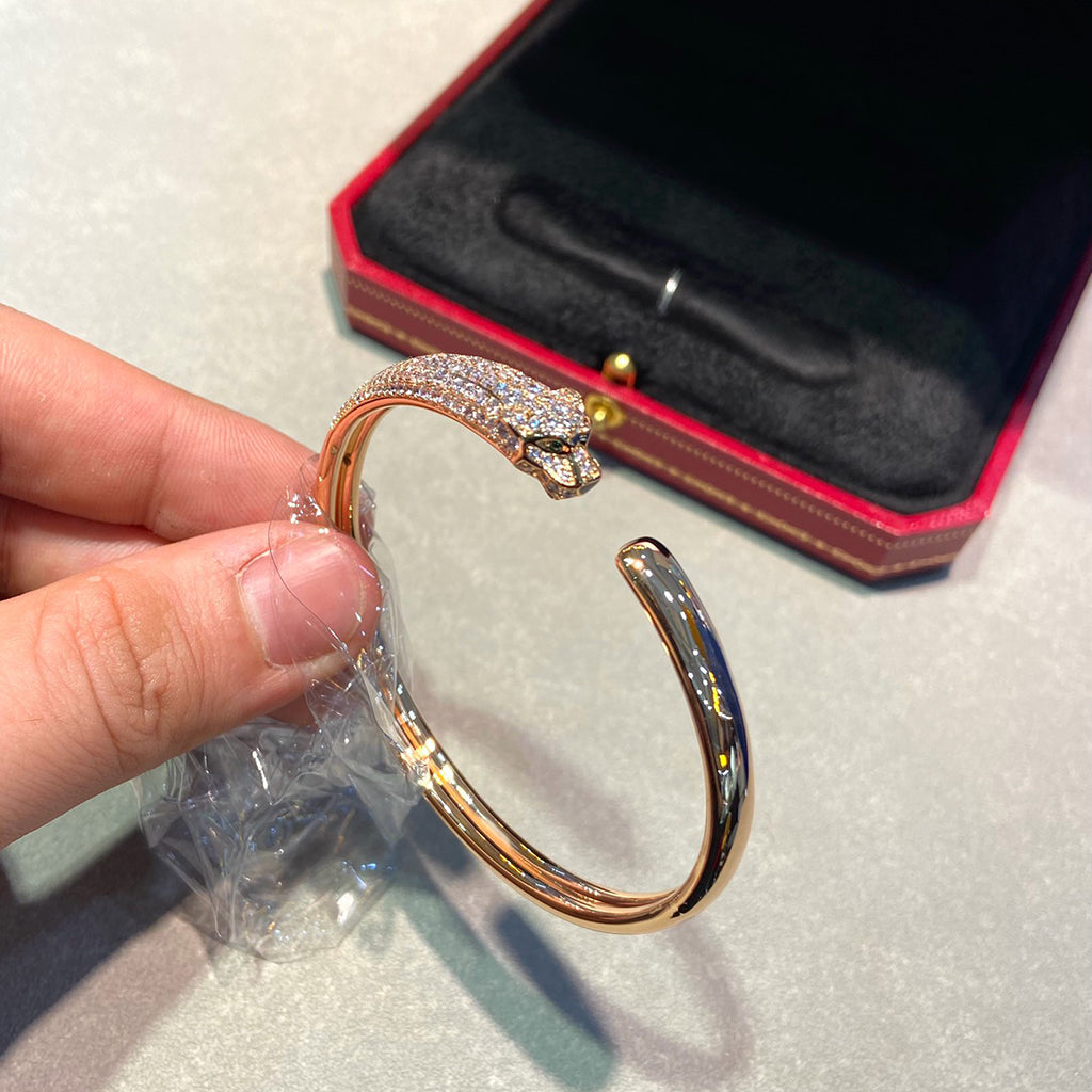 [Elite]PANTHERE HALF DIAMOND OPEN BRACELET