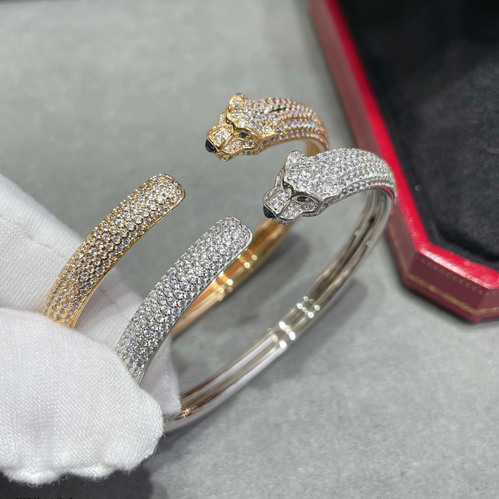 [Elite]PANTHERE FULL DIAMOND OPEN BRACELET
