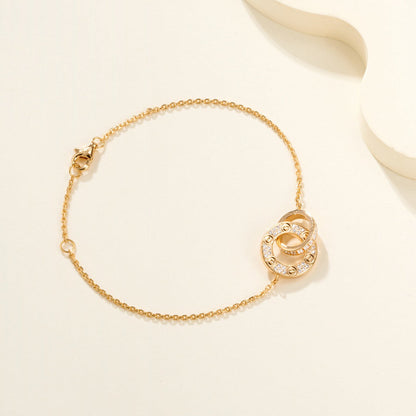 [Elite]LOVE DOUBLE RING FULL DIAMOND BRACELET