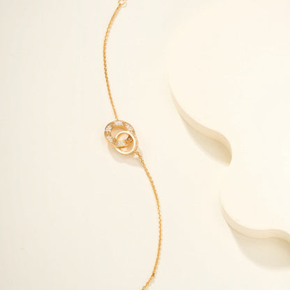 [Elite]LOVE DOUBLE RING FULL DIAMOND BRACELET