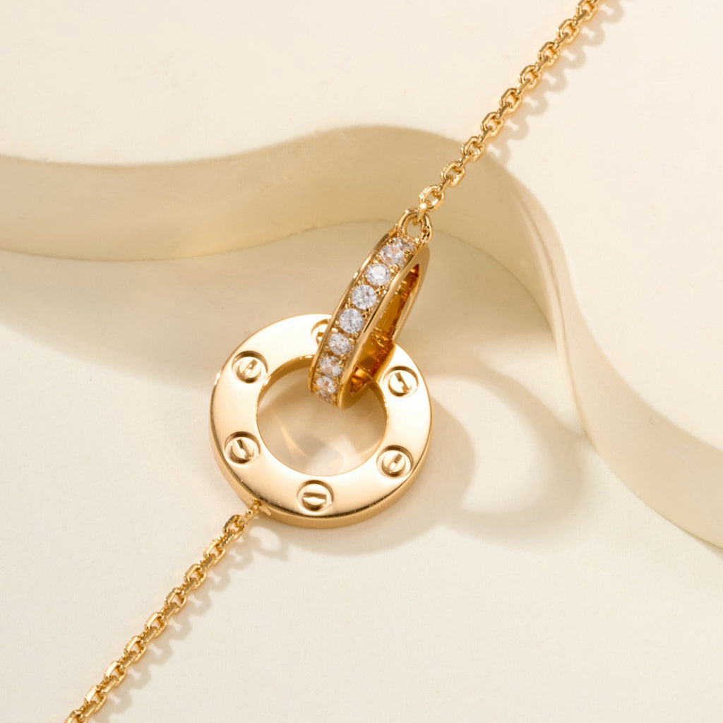 [Elite]LOVE DOUBLE RING FULL DIAMOND BRACELET