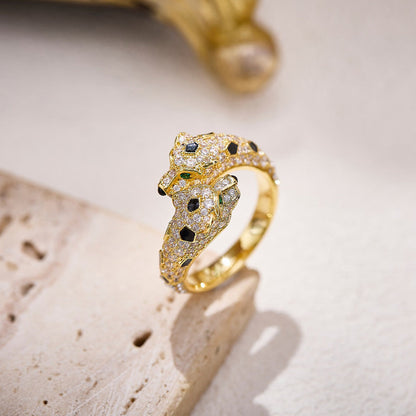 [Elite]PANTHERE DOUBLE HEADED FULL DIAMOND  RING