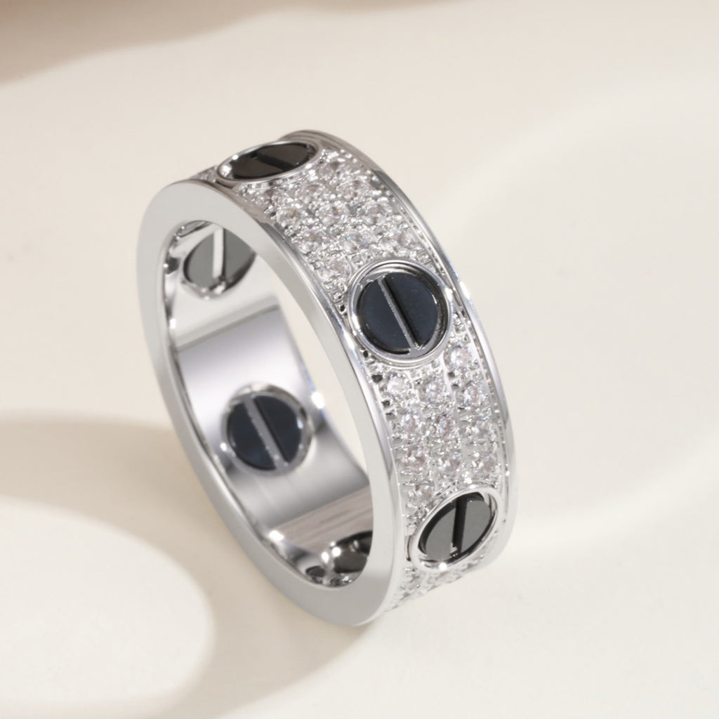 [Elite]LOVE RING 5.5MM DIAMONDS PAVED CERAMIC