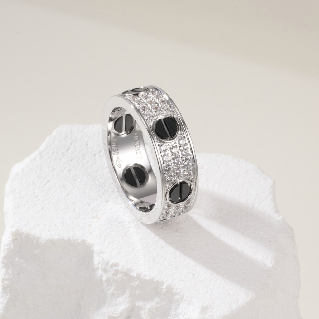 [Elite]LOVE RING 5.5MM DIAMONDS PAVED CERAMIC