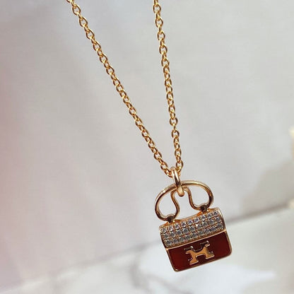 [Elite]CONSTANCE RED PEDANT PINK GOLD NECKLACE