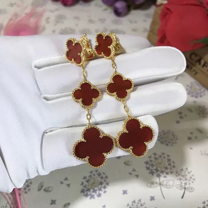 [Elite]CLOVER 3 MOTIF CARNELIAN DROP EARRINGS