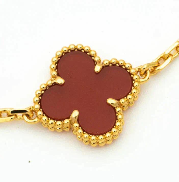 [Elite] CLOVER 5 MOTIF RED CORNELIAN BRACELET COLLECTION