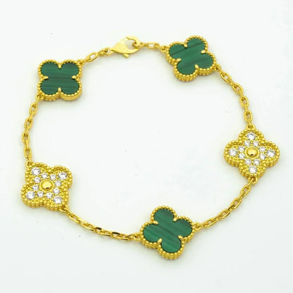 [Elite] CLOVER 5 MOTIF MALACHITE BRACELET COLLECTION