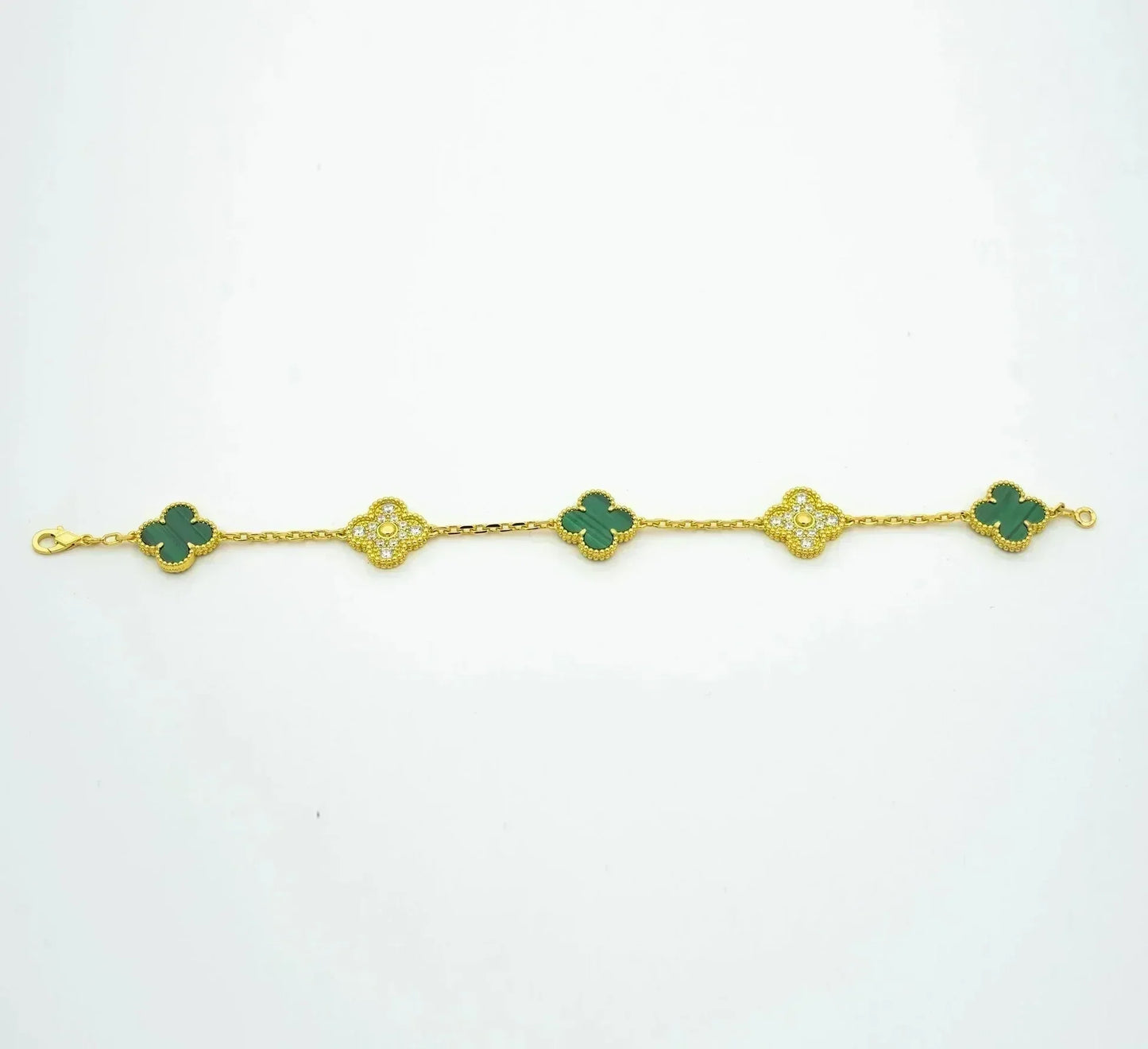 [Elite] CLOVER 5 MOTIF MALACHITE BRACELET COLLECTION