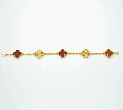 [Elite] CLOVER 5 MOTIF RED CORNELIAN BRACELET COLLECTION
