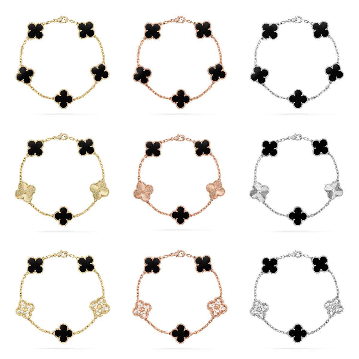 [Elite] CLOVER 5 MOTIF ONYXS BRACELET COLLECTION