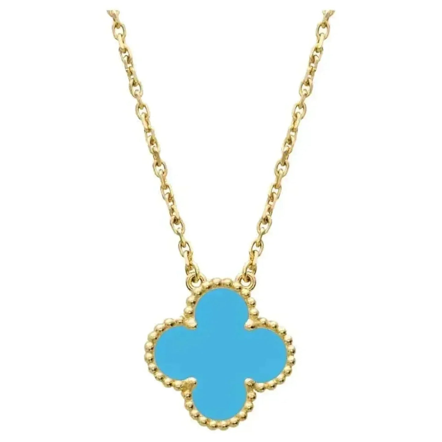 [Elite]CLOVER 15MM VINTAGE TURQUOISE NECKLACE