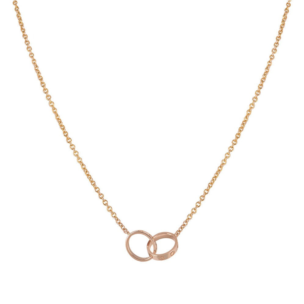 [Elite]LOVE NECKLACE DOUBLE RING PINK GOLD