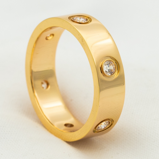 [Elite]LOVE RING 5.5MM 6 DIAMONDS PINK GOLD