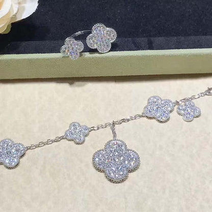 [Elite]CLOVER 6 MOTIFS SILVER DIAMOND BRACELET