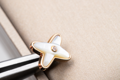 [Elite]JEUX DE WHITE MOP PINK GOLD DIAMOND EARRINGS
