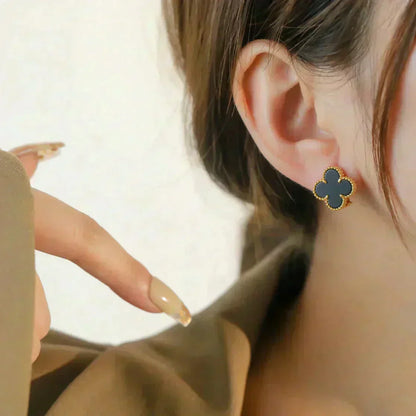 [Elite]CLOVER MEDIUM 1 MOTIFS  ONYX STUD EARRINGS