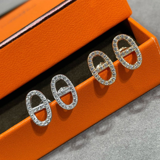 [Elite]HM FULL DIAMOND PIG NOSE STUD EARRINGS
