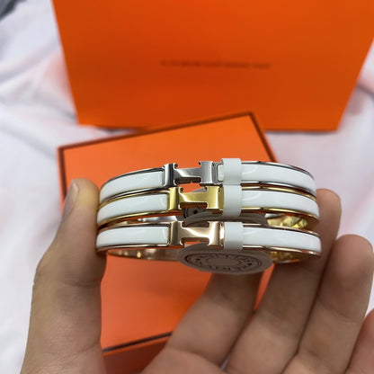 [Elite]CLASSIC HM CLIC WHITE 8MM ENAMEL BRACELET