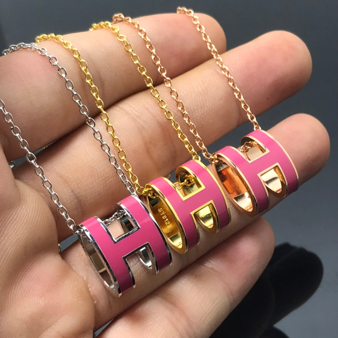 [Elite]H NECKLACE PINK