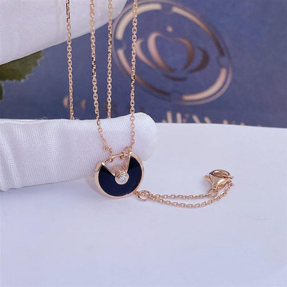 [Elite]AMULETTE ROSE GOLD ONYX NECKLACE
