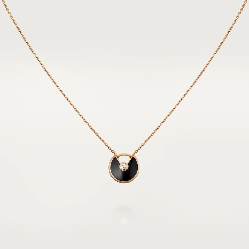 [Elite]AMULETTE ROSE GOLD ONYX NECKLACE