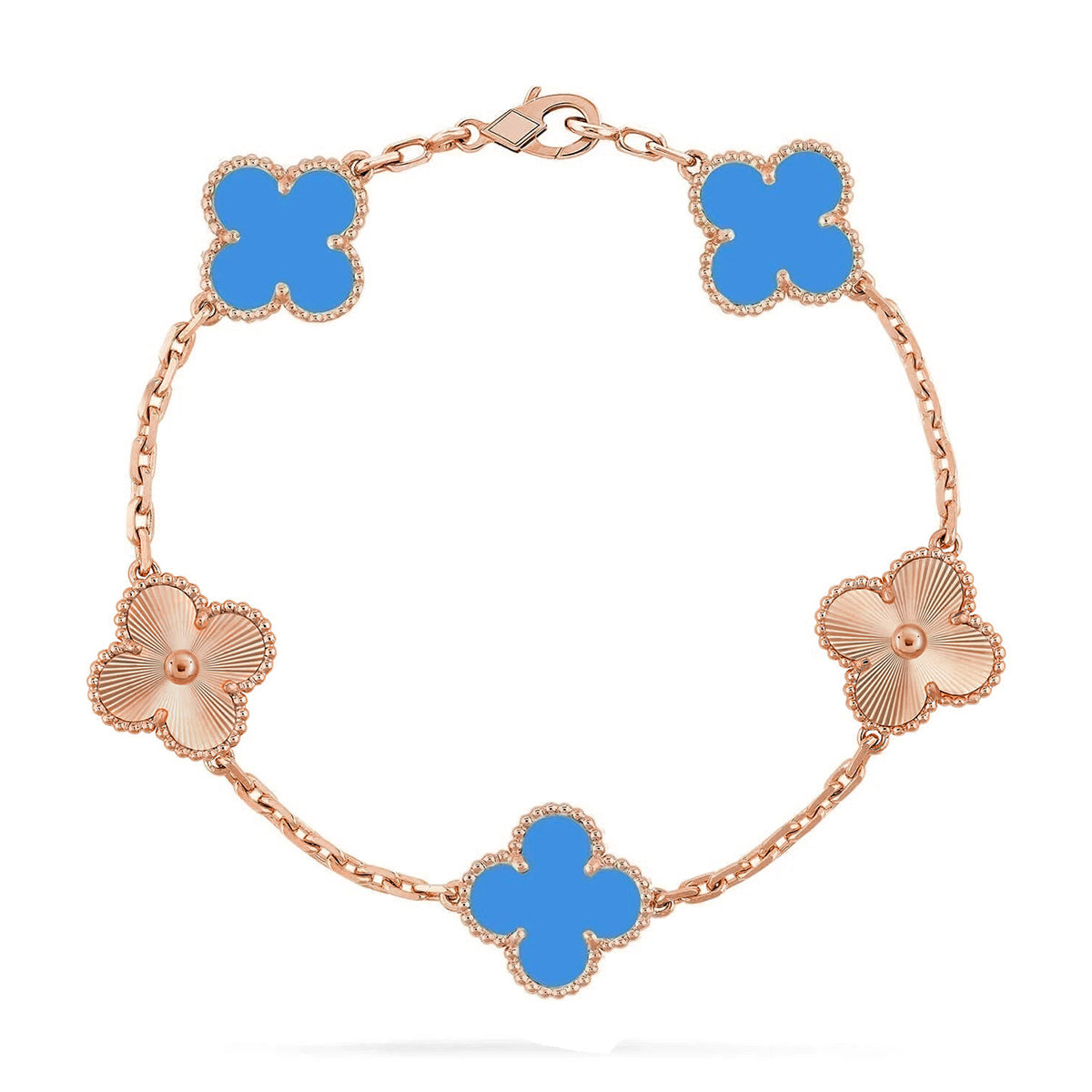 [Elite] CLOVER 5 MOTIF BLUE AGATE BRACELET COLLECTION