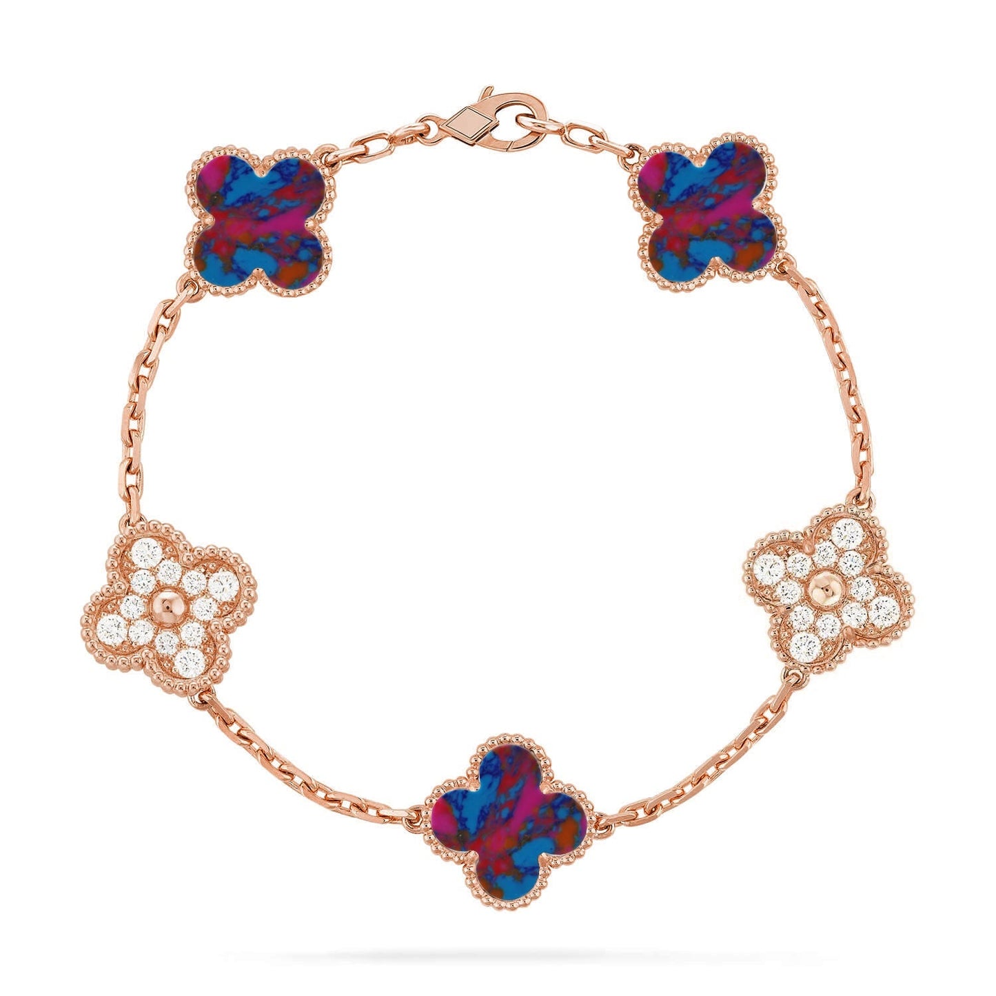 [Elite]CLOVER 5 MOTIF COLOR GEMSTONES BRACELET COLLECTION